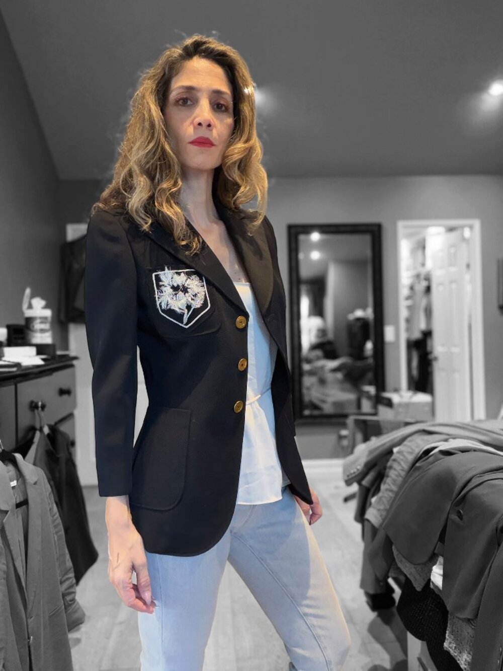 Alexander McQueen Black Blazer with Embroidered Crest size 40